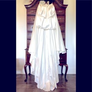 VTG 80s Custom White satin Multi layer Detachable wedding dress train. EXC